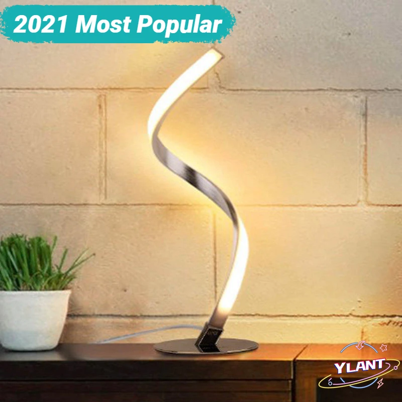 

LED Spiral Table Lamp Curved Desk Bedside Lamp Cool White Warm White Touch Dimming Desk Lamp For Living Room Reading Home Decor