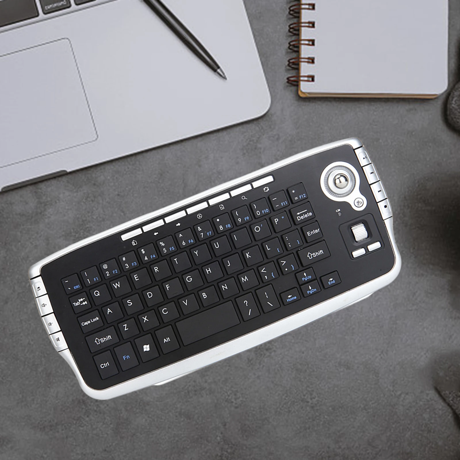 

2.4G Wilreless Keyboard Trackball Portable Multi Function Compact Plug and Play Backlit 78Keys USB for Desktop PC Tablet