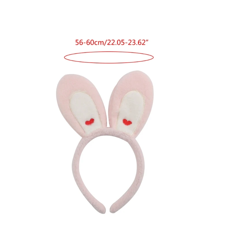 

Lovely Rabbit Ears Plush Headband Heart Embroidery Bunny Wash Face Hair Hoop