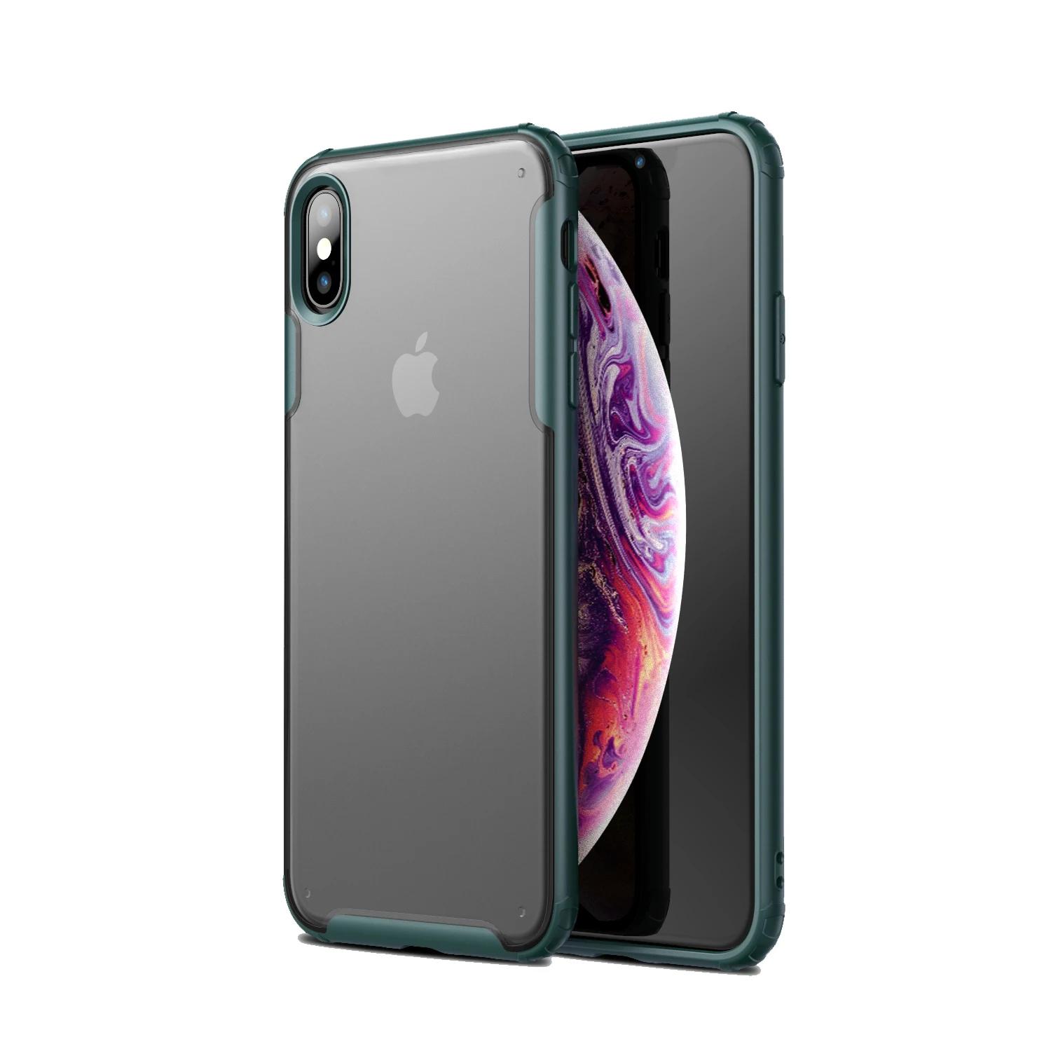 Армейский зеленый Для iPhone Xs MAX XR 8 7 Чехол Ультра тонкий прозрачный PC задняя крышка с Резиновый ТПУ бампер, противоударный чехол - Цвет: Армейский зеленый