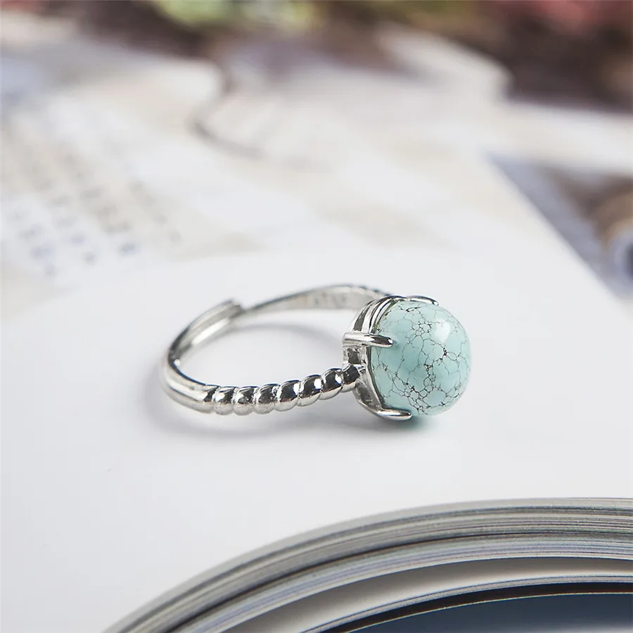 Подлинный естественный бирюзово зеленый драгоценный камень Мода серебряные