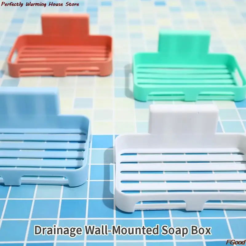 

Soap Dishes Drain Wall Mounted Soap Sponge Holder Storage Rack Bathroom Organize