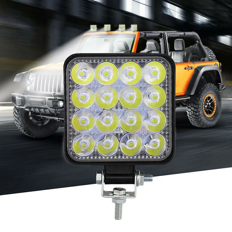 

1pcs 12V 24V LED Car Work Light 16LED Spotlight Flood Work Light 48W 1000LM Car SUV Off-road LED Light Bar