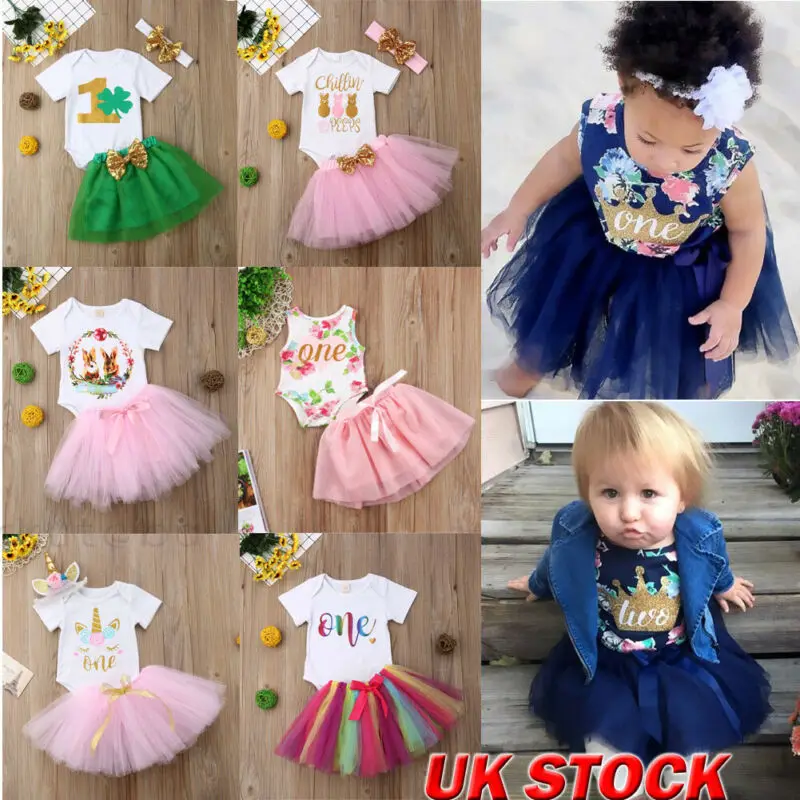 Младенец для маленьких девочек Одежда 1st на день рождения вечерние платья из