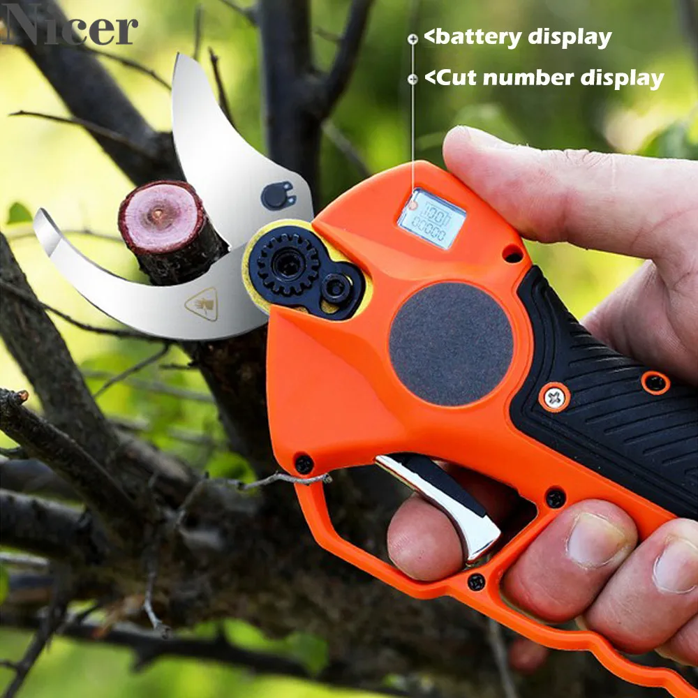 

40MM Electric Scissors Fruit Tree Lengthen Shears Cordless Garden Pruning Machine High Branch Shears With 1 Charger 2 Battery
