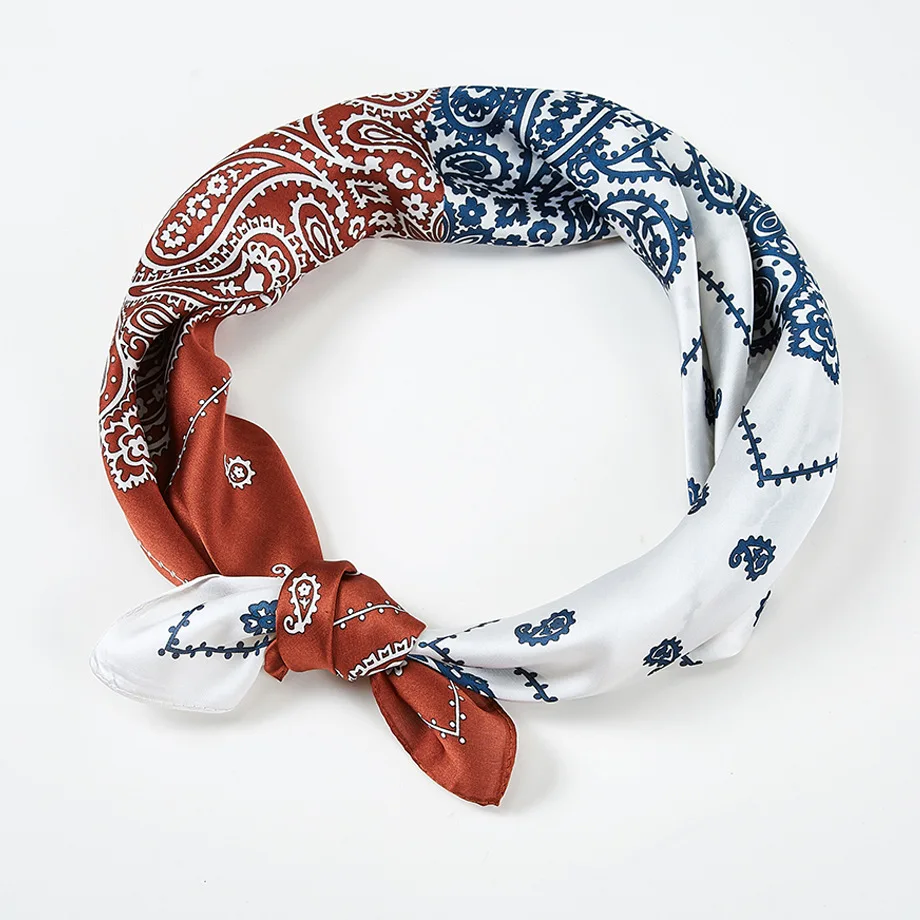 Женский маленький квадратный шарф 70*70 см шифоновый шелковый винтажный с цветами