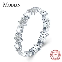 modian solid 925 sterling silver sparkling clear cz stars stackable finger rings for women fine jewelry valentines day gift