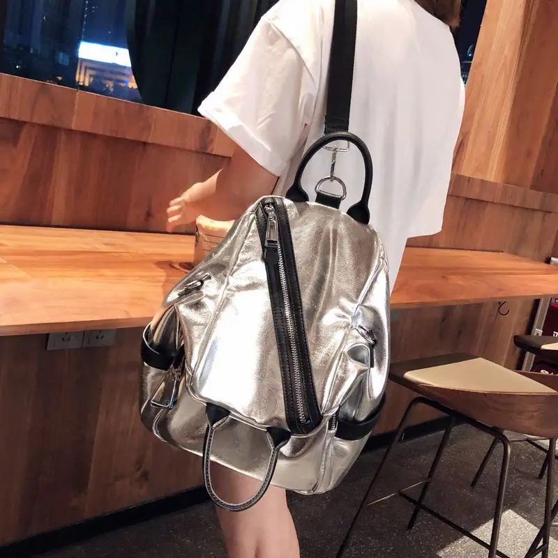 

Модная брендовая женская сумка из мягкой кожи, новинка 2021, универсальная сумка из воловьей кожи в Корейском стиле, серебристая дорожная сум...