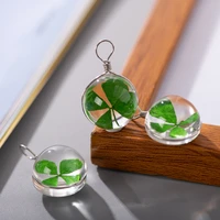 16 alloy hook glass half ball dried dandelion four leaf clover inside ball jewelry findings components iy327