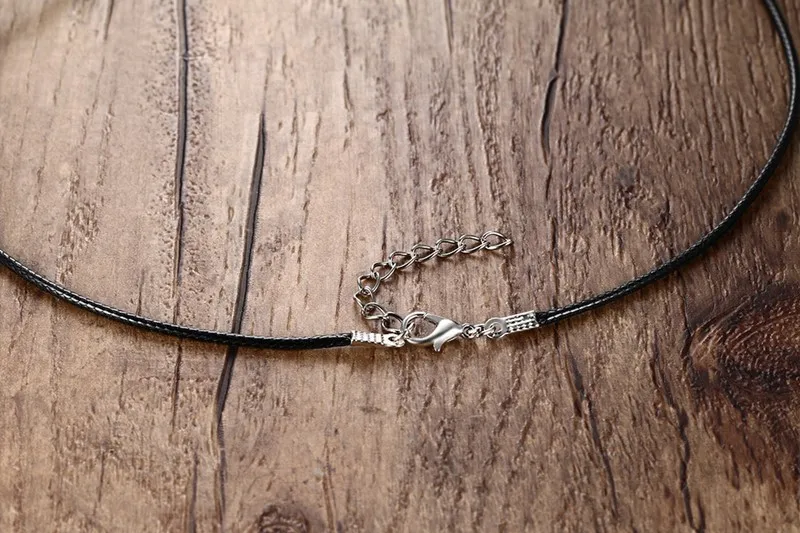 Цепочка из черной кожи нержавеющей стали цепочка ПУ 45 см шнур восковой веревки