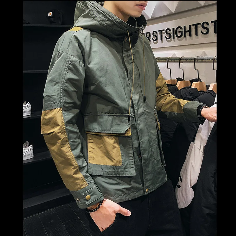 

Spring and autumn new men's jacket casual hooded thin coat stitching long sleeve zipper jacket men high quality large size 4XL