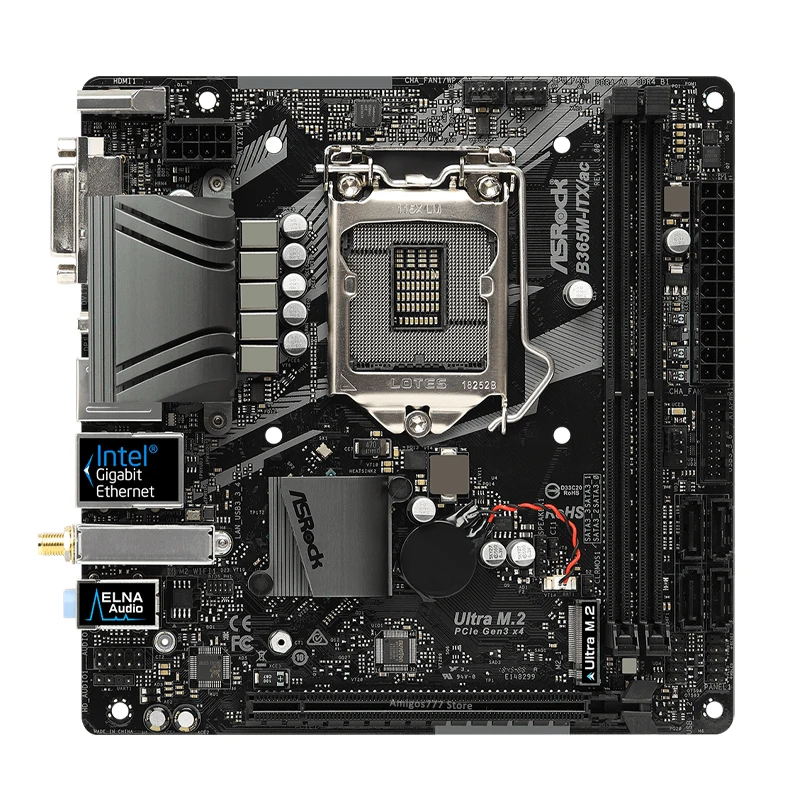 Материнская плата LGA 1151 ASRock B365M-ITX/ac DDR4 32GB PCI-E 3 0 M.2 оверлочный процессор Intel B365