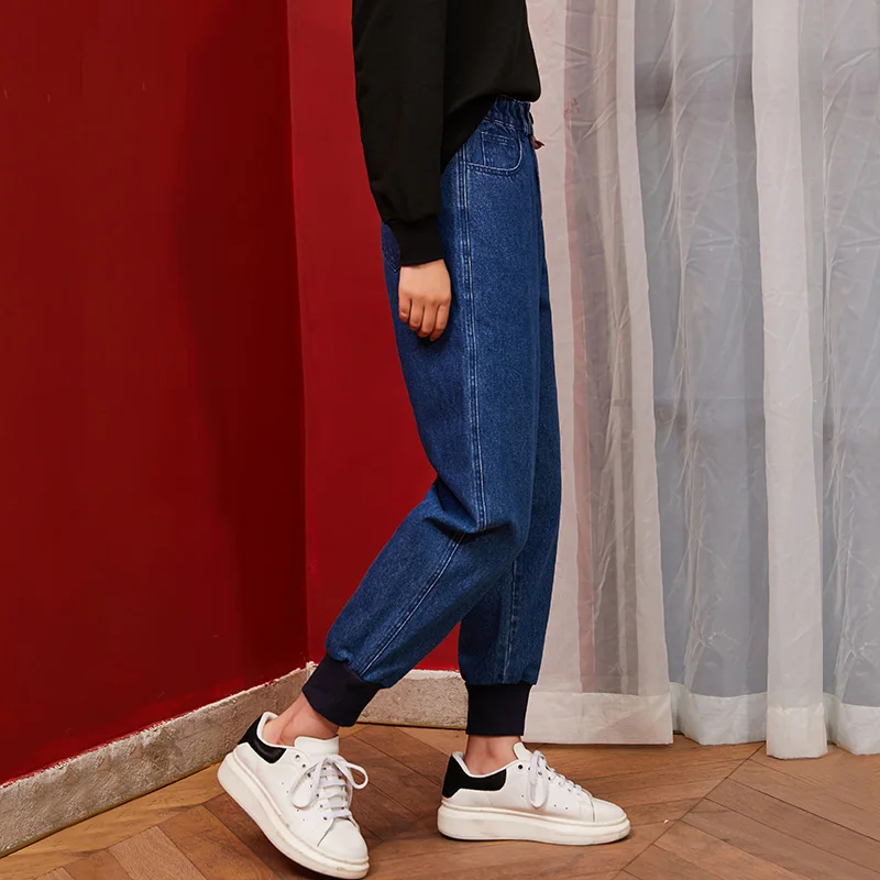 LEIJIJEANS новинка большие размеры женские не эластичные высокая талия плюс бархат