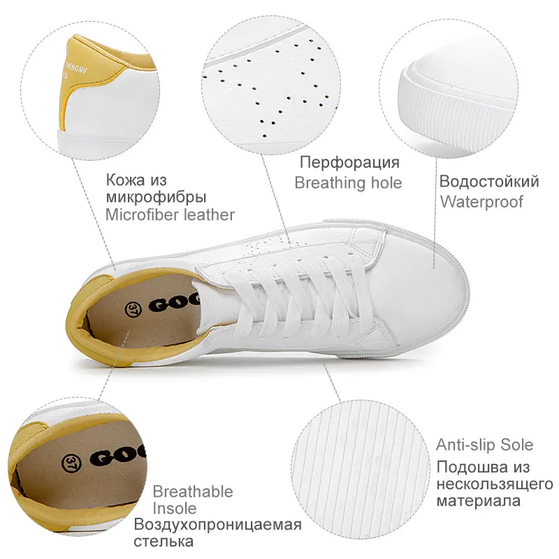 GOGC 2022 Fashion Sneakers Women Shoes Young Ladies Casual Shoes Female Sneakers Brand Woman White Shoes Thick Sole 3cm images - 6