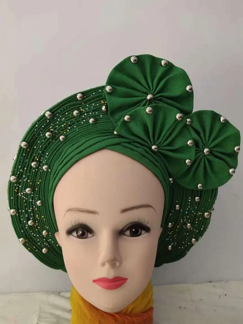 Модный женский Африканский галстук Aso Oke с бусинами и камнями 2020