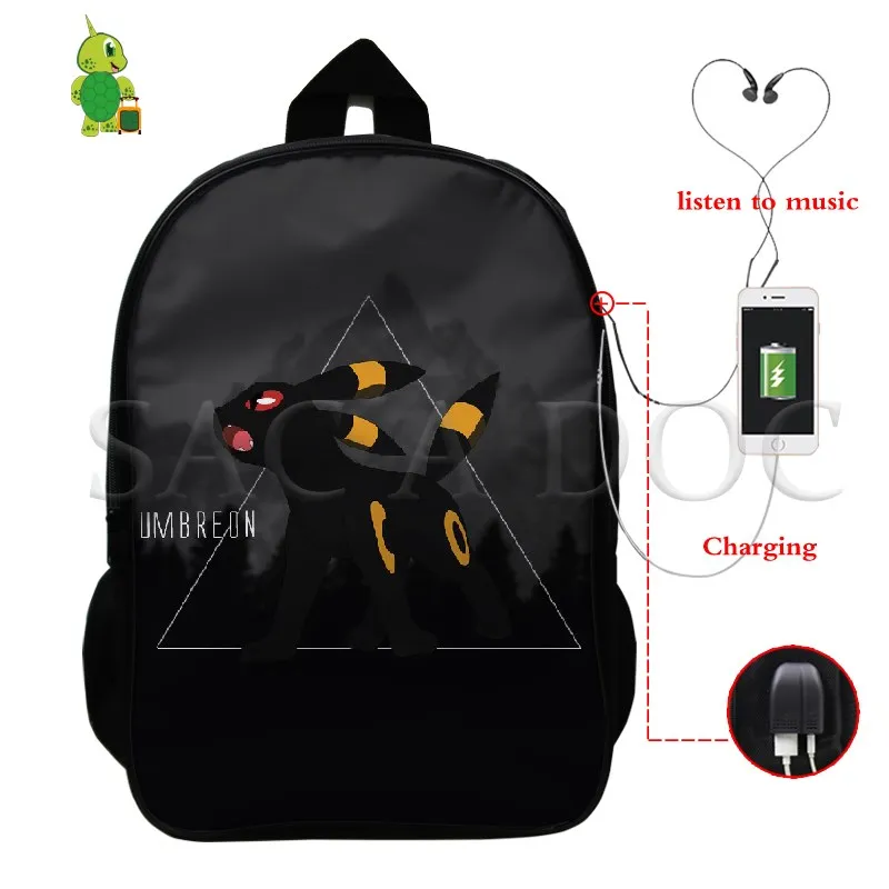 Pokemon Mewtwo Umbreon рюкзак для женщин и мужчин многофункциональный USB зарядка школьные и дорожные сумки для подростков студентов ноутбук рюкзак - Цвет: 23