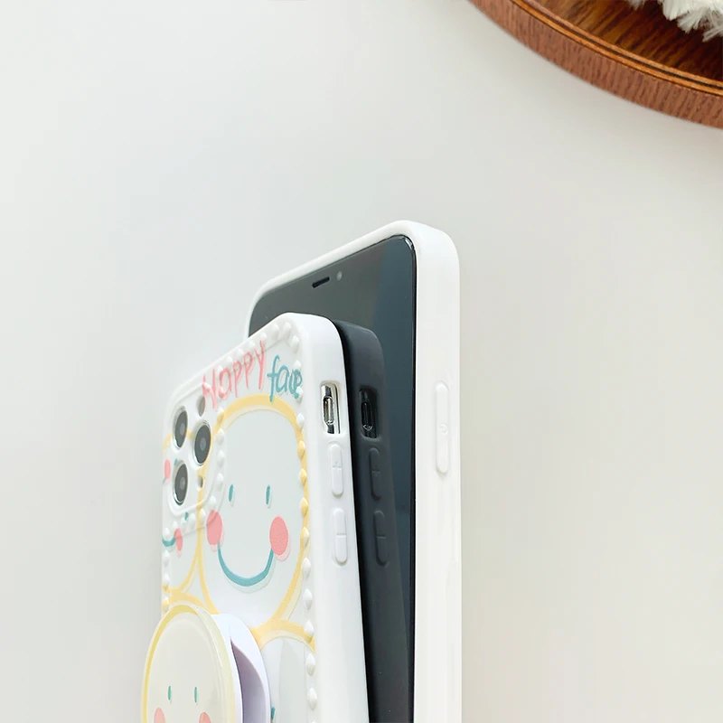 

Cute happy face Phone case For iphone 12 11 pro max 12mini XR XS MAX X SE 2020 7 8 Plus 8p Soft shell with Mobile phone stents