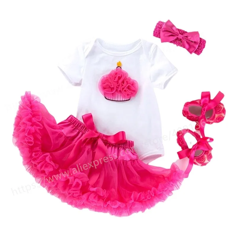 

Baby Birthday Dress Christening Gowns Newborn Babies Baptism Clothes Princess Tutu Birthday Bow Dress with Headband Shoes