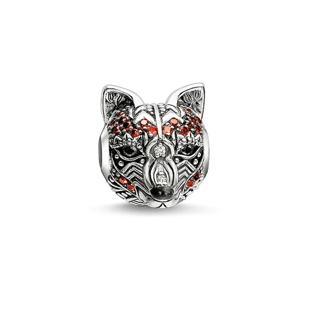 Orange CZ Fox Лиса, сова, змея, стрекоза, Орел, Скорпион, бисер, 925 пробы, серебро, сделай сам, бисерный браслет, ожерелье, ювелирные аксессуары, CZ, животный Шарм - Цвет: Orange CZ Fox