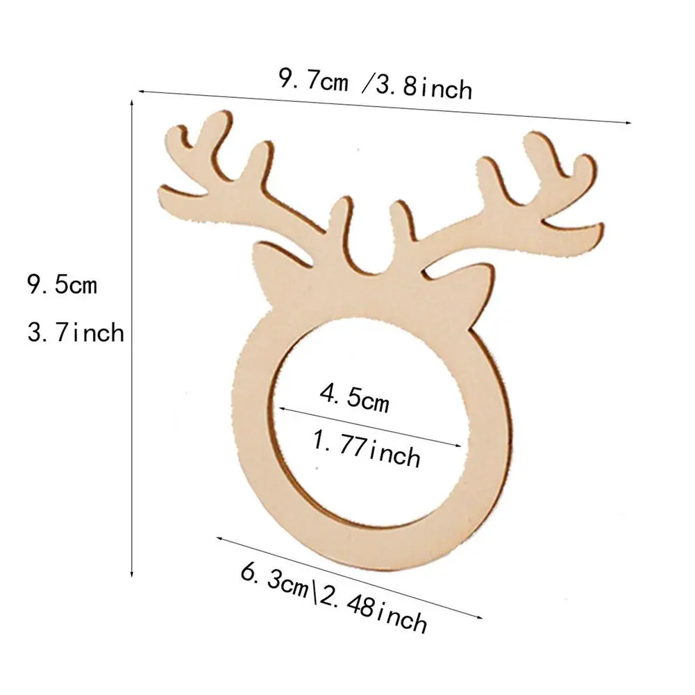 

10pcs Christmas Napkin Ring Holders Xmass Table Decoration For Home Wooden Reindeer Horn Tissue Ring New Year Navidad Decor Noel