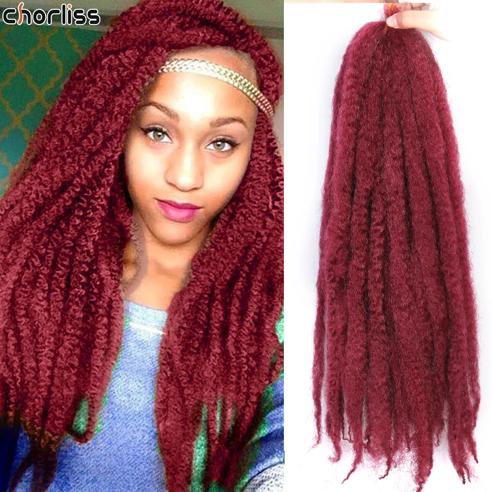 

Chorliss 18Inch Synthetic Afro Puff Marley Braids Hair Long Crochet Kinky Curly Hair Wonder Lady Hair Extensions Blonde Grey Red