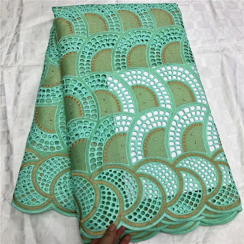 

Latest African Net Lace Fabric 100% Cotton Punch Embroidery High Quality Swiss voile Lace Fabrics For Dress