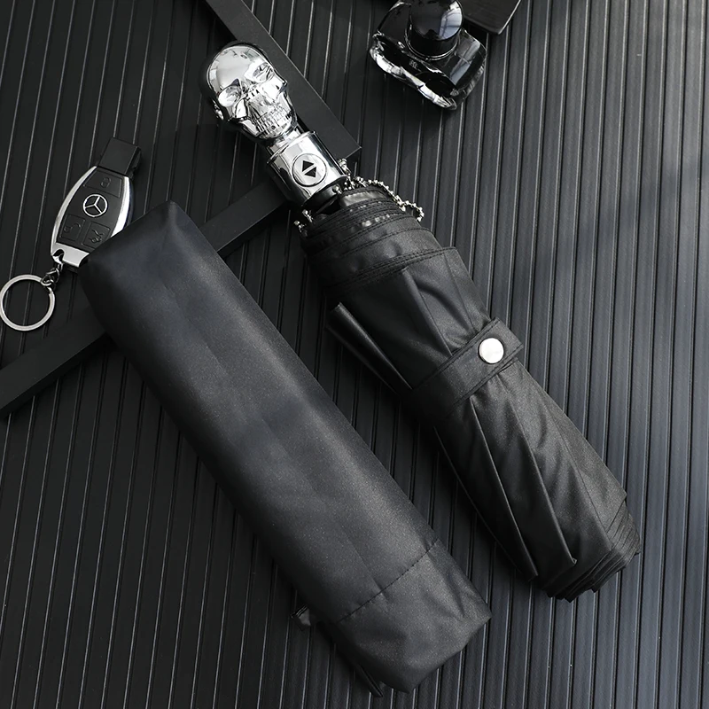 Автоматический зонт с черепом большой двойной складной от солнца дождя для