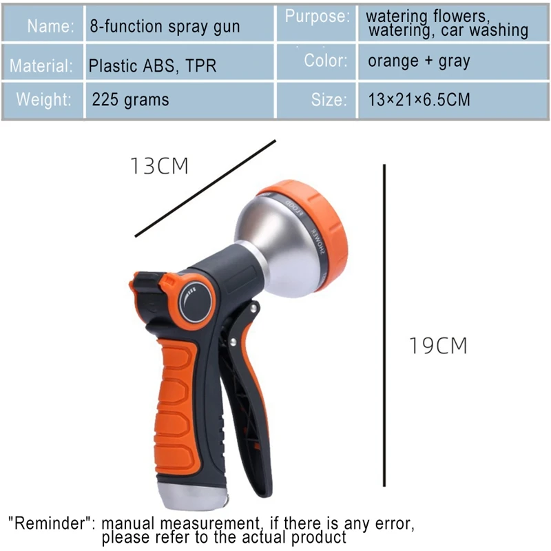 

Home Garden Hose Nozzle Hose Sprayer Garden Water Hose Nozzle Heavy Duty with 8 Adjustable Spray Patterns Flow Control 2021