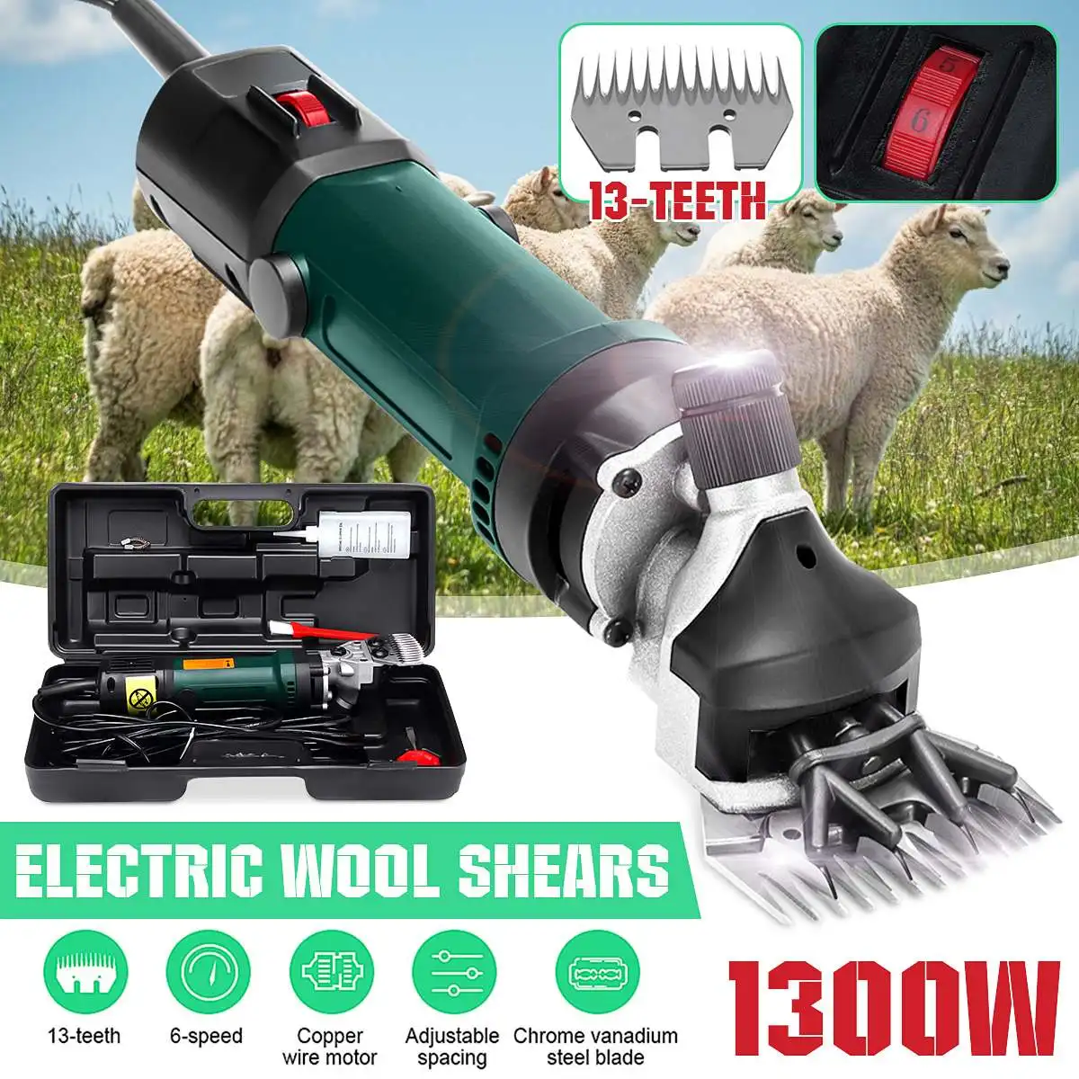 

Doersupp 1300W 220V Flexible shaft Electric Sheep Goat Shearing Machine Trimmer Tool Wool Scissor Cut Clipper Shaving Machine