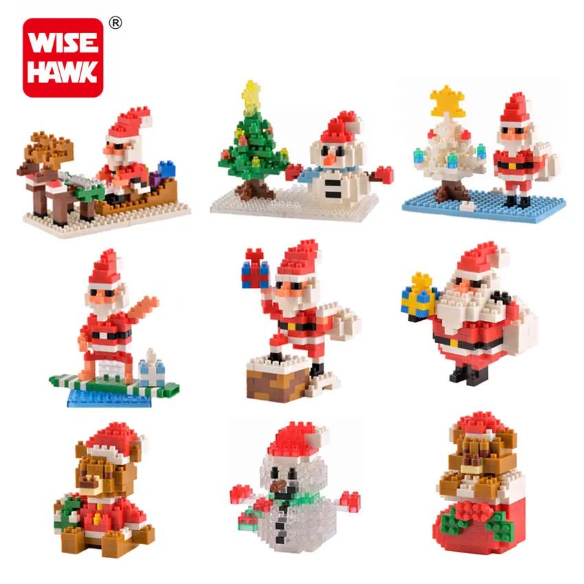 WiseHawk Hot Selling Micro Blocks Santa Claus Christmas DIY Building Brick Cute Cartoon Diamond Gifts For Kids Without Box