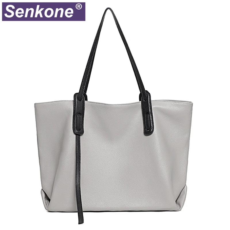 

Вместительные женские сумки, 100%, натуральная кожа, большая женская сумка, дамские сумки через плечо, ручные сумки, серые