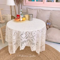 european style retro simple white lace tablecloth coffee shop coffee table table mat background cloth cushion shooting props