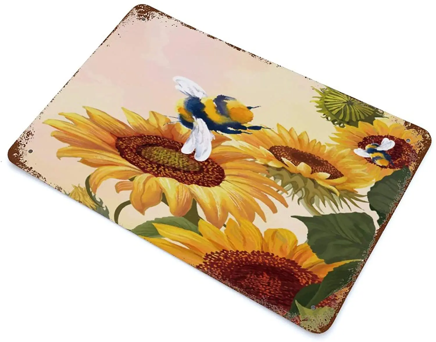 

Vintage Retro Metal Tin Sign Wall Decor Art Honeybee Bumblebee Pollinator Sunflowers Home Decor Plaque Poster Man Cave 8x12Inch