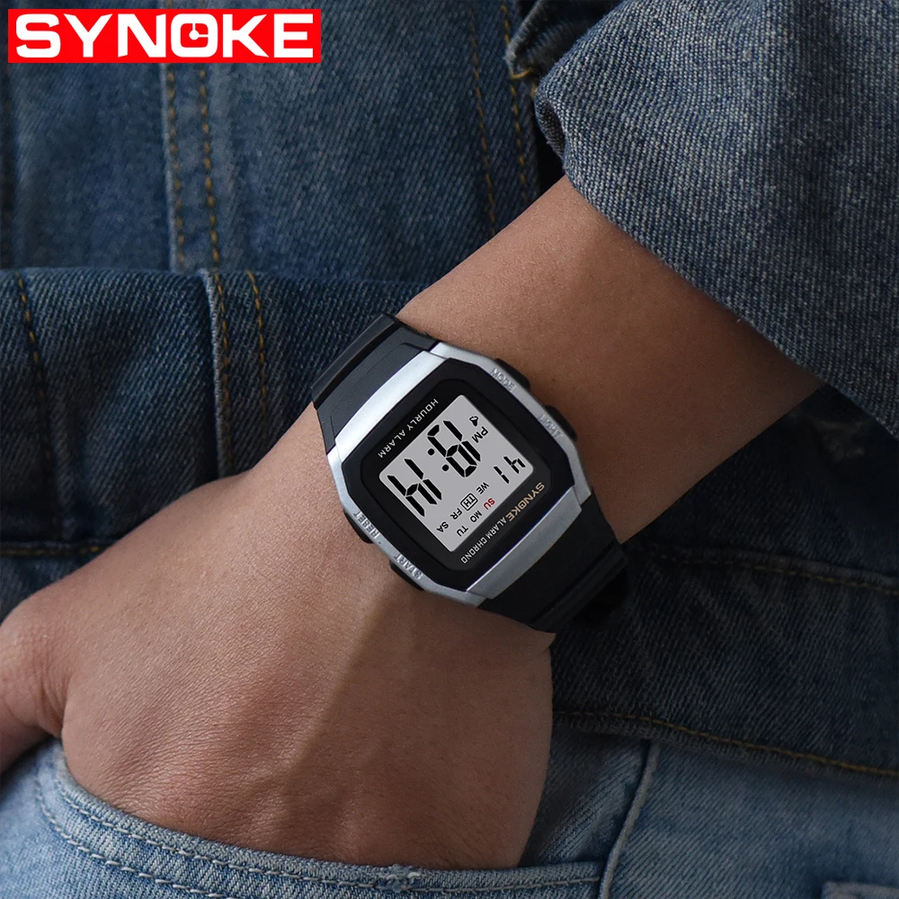SYNOKE мужские часы Relogio Masculino многофункциональные спортивные электронные часы мужские водонепроницаемые женские квадратные брендовые роскошные часы