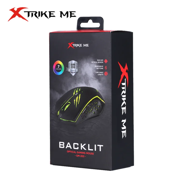 

X-TRIKE ME GM-203 Mouse 7 Colors Breathing Light 6 Buttons 4 Levels DPI Ergonomic Design Computer Mouse