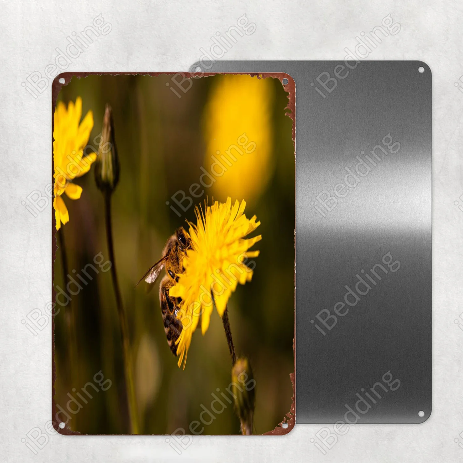 

Bee on dandelion 5 винтажная табличка металлическая плитка для украшения стен паба клуба железная живопись декоративная пластина 20x30 см