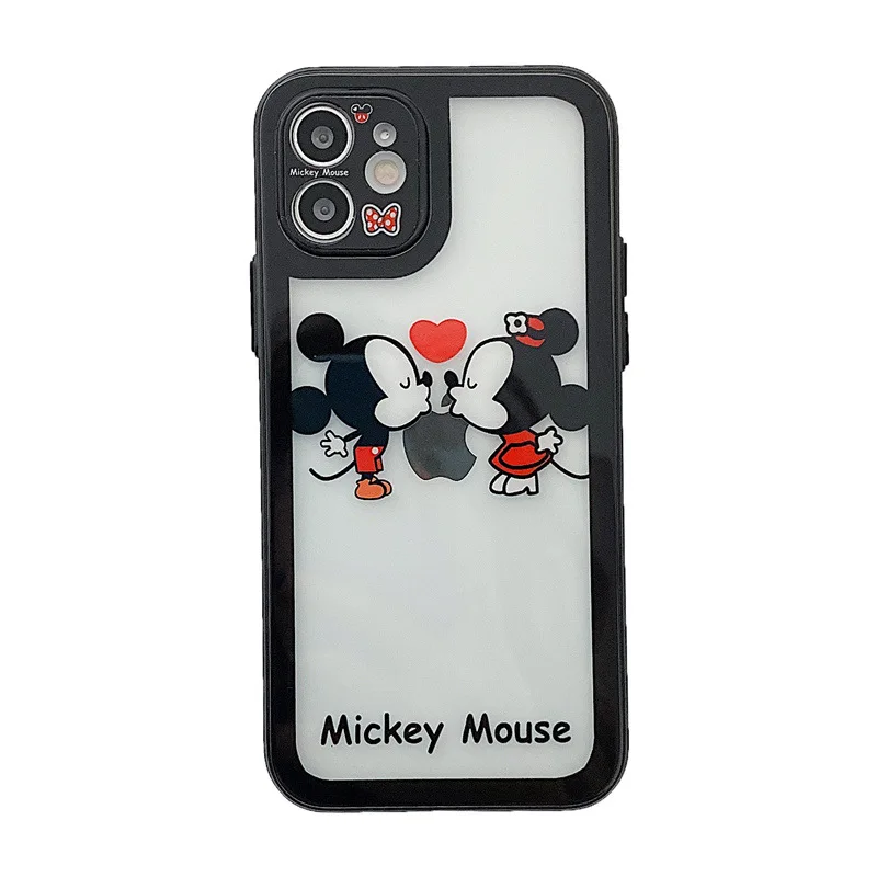 

Чехол для iPhone XR X 11 12 Pro Max 7 8 Plus, защитный чехол для смартфона с Микки и Минни Маусом из мультфильма Disney, с защитой объектива