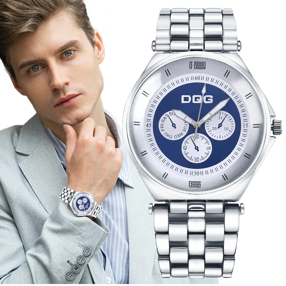 

Relogio Masculino Watch Men Leisure Mens Watches 2021 Top DQG Brand Luxury Quartz Silver Stainless Steel Wrist Watch Gifts