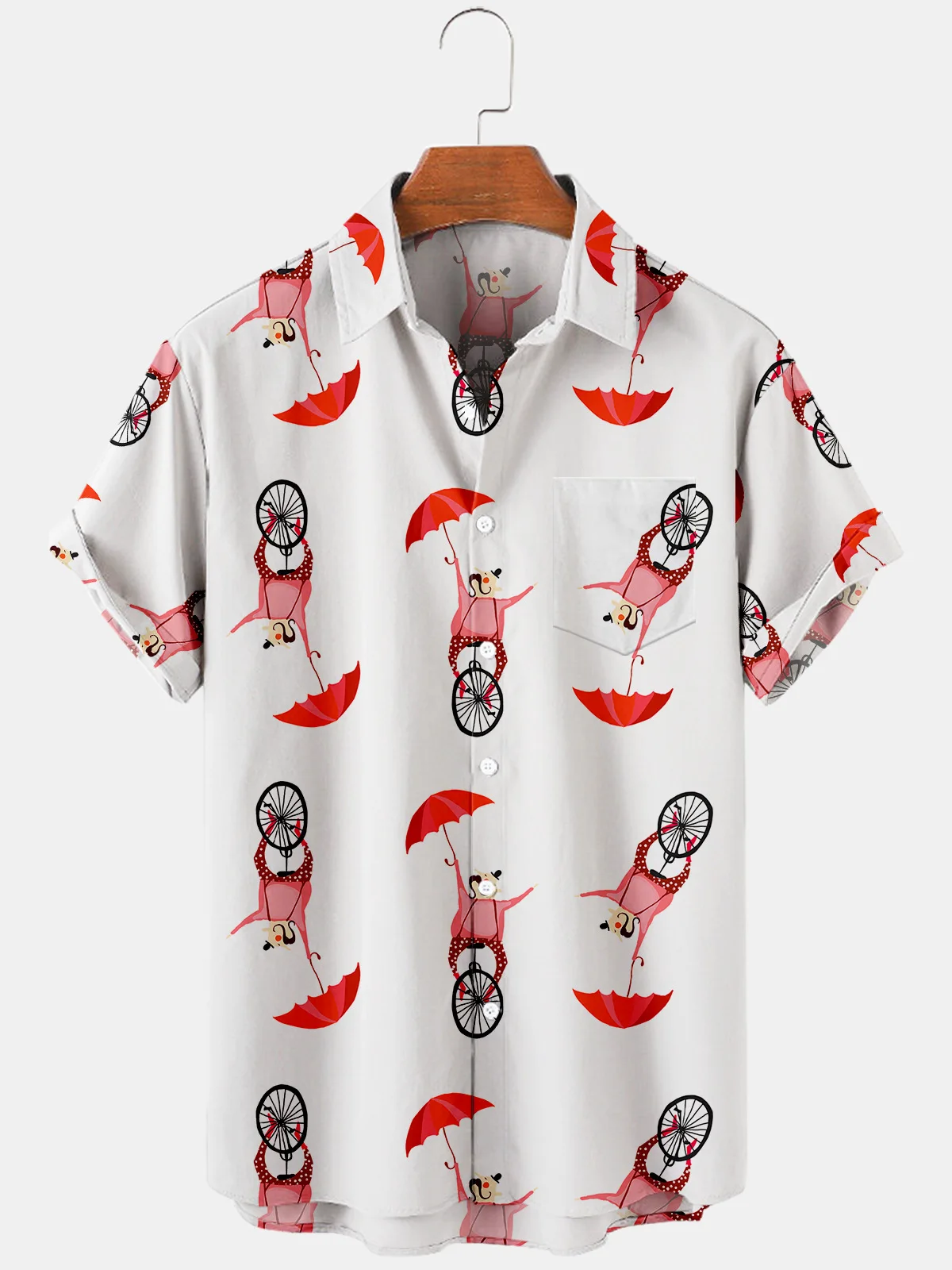 

2021 Men's Casual Trend Harajuku Spring/Summer Plaid Shirt Short Sleeve Chest Pocket Design Fashion Print Button 43