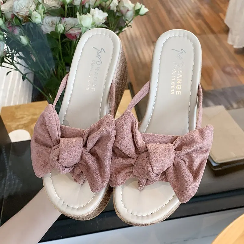 HEVXM 7 5 см летние женские шлепанцы на танкетке пляжные Нескользящие сандалии