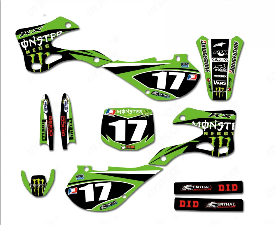 Мотоцикл команда графика и фоны наклейки Наборы для Kawasaki KX125 KX250 1999 2000 2001 2002 KX 125 KX 250 KX