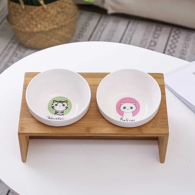 Двойная миска для домашних животных кормушка собак и кошек подъемная