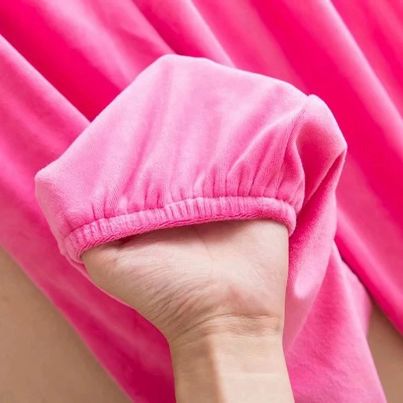 

winter women fleece Pajamas Sleep Bottoms striped Homewear warm Pajama nightgown large size 8XL home Sleepwear loose Sleep Pants