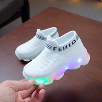 size 21 30 spring children led shoes kids socks sneakers baby boy soles luminous tennis sneakers mesh lightweight shoes
