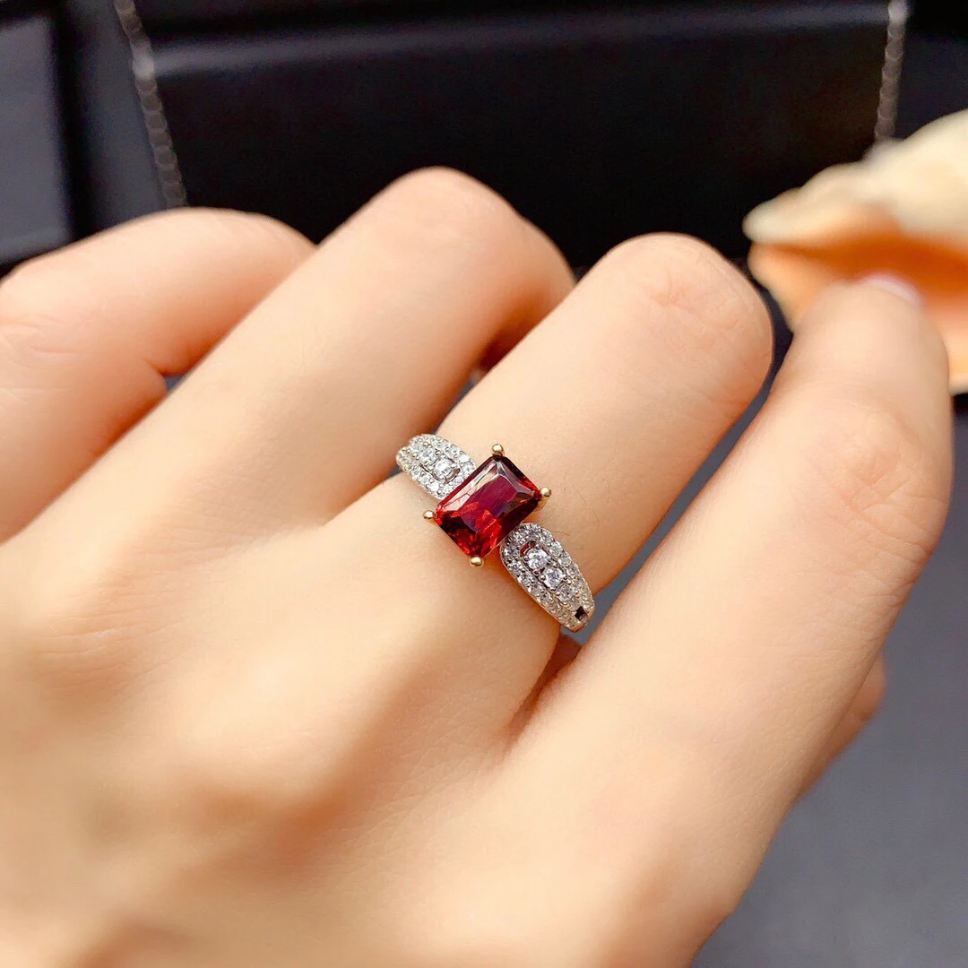 

Retro Octagon Cut Natural Red Gemstone on Sterling Silver Ring Solid sv925 Handmade Birthstone Jewelry Resizable Engagement Ring