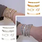 4 шт.комплект хип-хоп, кубинский браслет из сплава, модный браслет из витой металлической цепочки в стиле бохо, ювелирные изделия в подарок, браслет из веревки в стиле панк L5A8