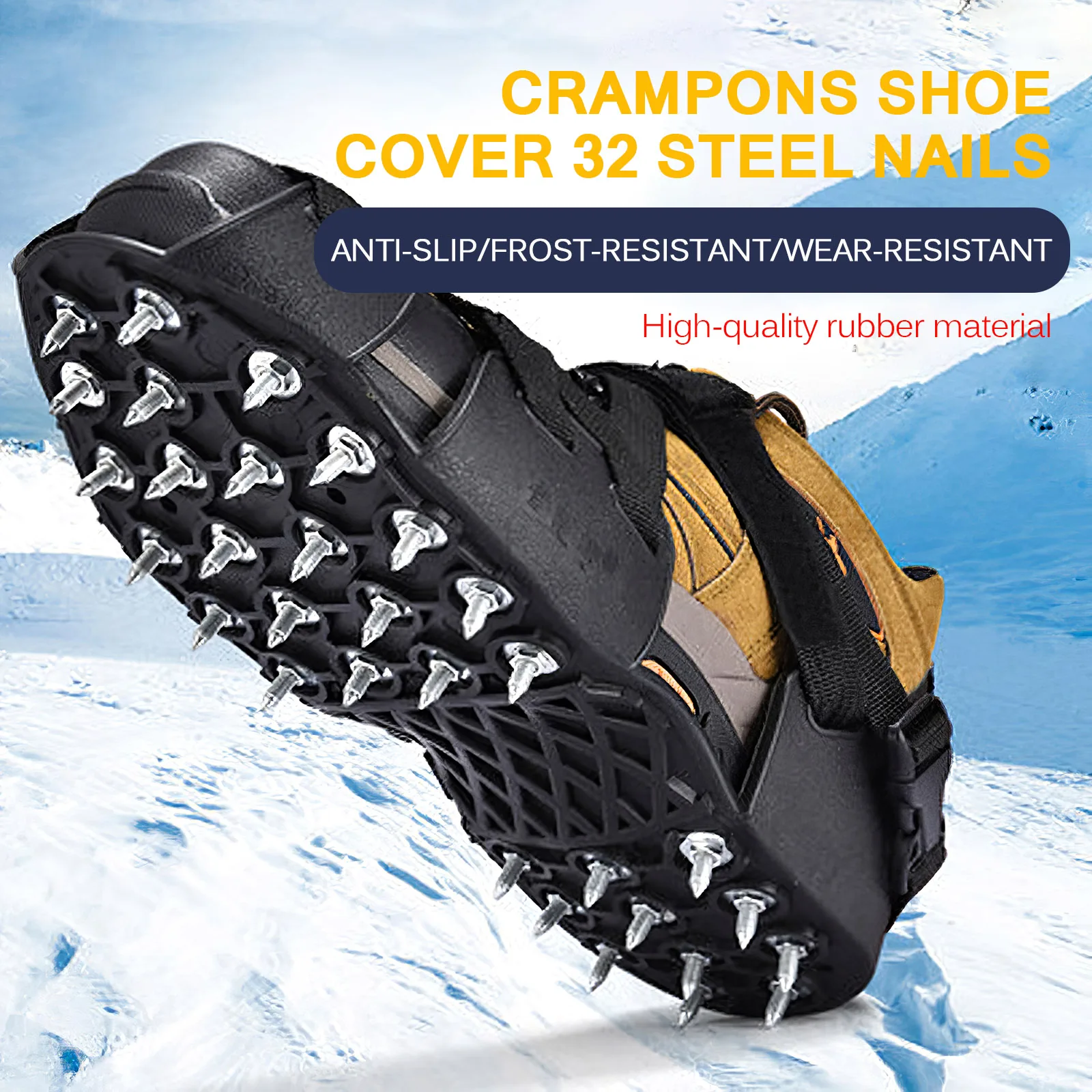 

Шипы для обуви, 32 шипы, универсальные шипы для защиты от скольжения, скалолазания по снегу, альпинизму, скобы, скобы, бахилы, зимние противоск...