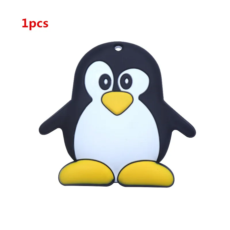 1pcs Joepada 1/5/10 шт мультфильм Пингвин из силикона детский Прорезыватель для ребенка силиконовые бусы для прорезывания зубов игрушки без БФА, силиконовый Прорезыватели для зубов - Цвет: 1pcs
