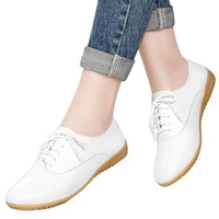 hot summer women comfy flats loafers mother soft genuine leather cool female girls casual lace up walking footwear lady flats