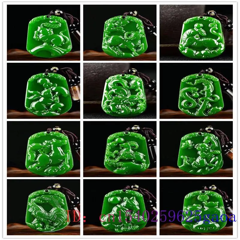 

Подвеска Китайский Зодиак, Нефритовая, амулет, Зеленый жадеит, модные подарки, резные мужские, Очаровательные китайские украшения для женщи...